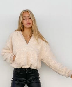 AT Kirby Crop Sherpa Half Zip Hoodie