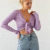 Sale Matilda Tie Front Crop Sweater Top