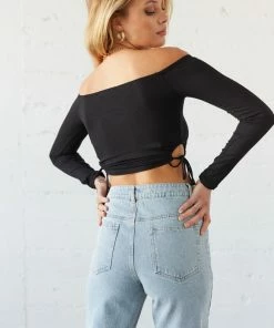 AT Carmella Off Shoulder Cinched Crop Top