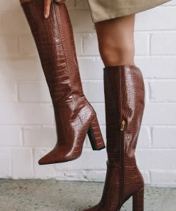 Billini Milla Croc Boots In Sepia