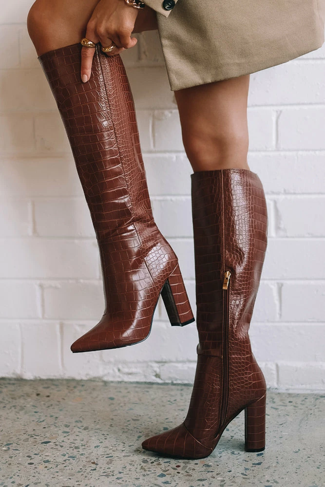 Billini Milla Croc Boots In Sepia