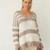 Sale Whitney Distressed Striped Popcorn Sweater