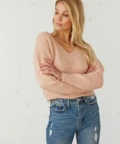 Sale Millie Crop Fuzzy Knit Sweater