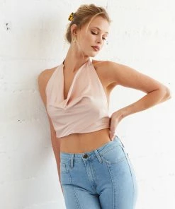 Perla Satin Tie Back Crop Top Sale