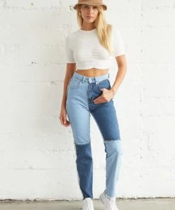 Ragged Priest New Threads Equilibrium Patchwork Denim Mom Jeans