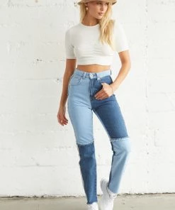 Ragged Priest New Threads Equilibrium Patchwork Denim Mom Jeans