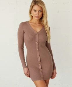 AT Quinn Ribbed Button Down Mini Dress