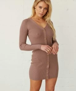 AT Quinn Ribbed Button Down Mini Dress