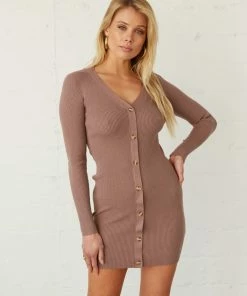 AT Quinn Ribbed Button Down Mini Dress