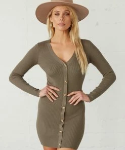 AT Quinn Ribbed Button Down Mini Dress