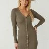 AT Quinn Ribbed Button Down Mini Dress