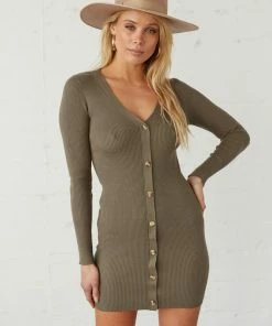 AT Quinn Ribbed Button Down Mini Dress