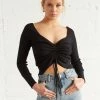 Carly Ribbed Cinched Sweater Top Sale