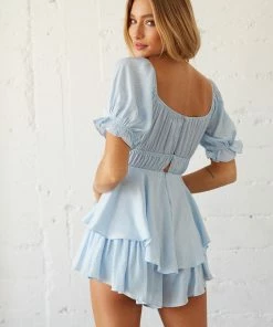 AT Allison Puff Sleeve Ruffle Romper Sale