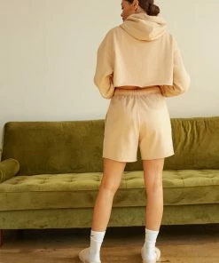 Sunday Skin Sale Girlfriend Crop Hoodie In Tan