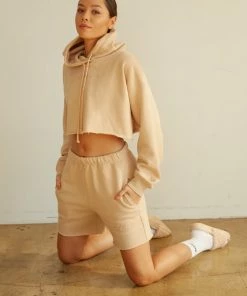 Sunday Skin Sale Girlfriend Crop Hoodie In Tan