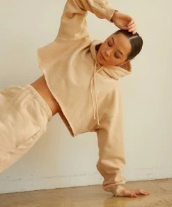Sunday Skin Sale Girlfriend Crop Hoodie In Tan