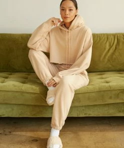 Sunday Skin Sale Girlfriend Crop Hoodie In Tan