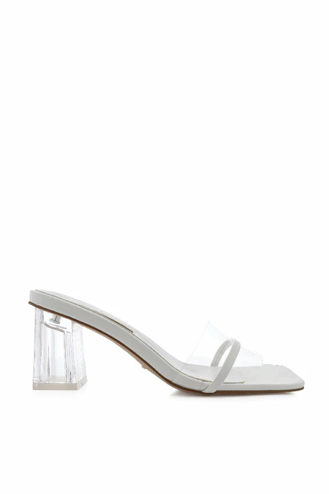 Billini Ukari Clear Block Heel In White New Threads