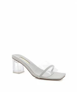 Billini Ukari Clear Block Heel In White New Threads