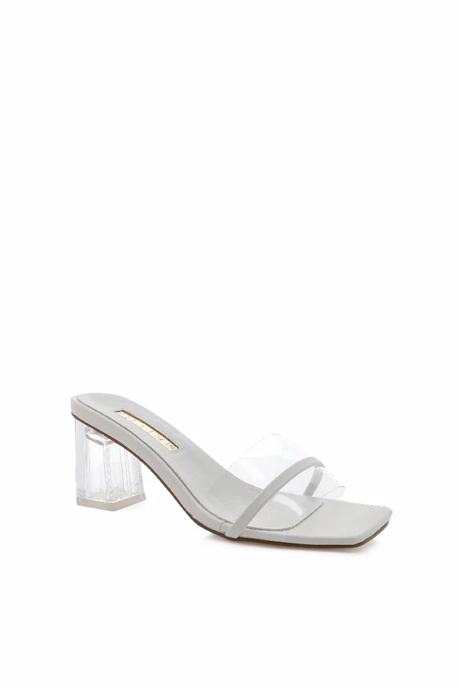 Billini Ukari Clear Block Heel In White New Threads