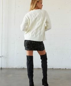 Sale Jaqueline Cable Knit Crewneck Sweater