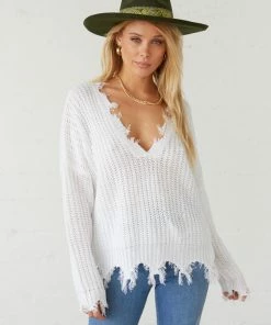 Angelina Knit Distressed Sweater Sale
