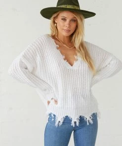 Angelina Knit Distressed Sweater Sale