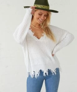 Angelina Knit Distressed Sweater Sale