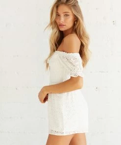 AT Sadie Eyelet Smocked Romper