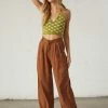 AT Andie Wide Leg Trouser Pants In Brown