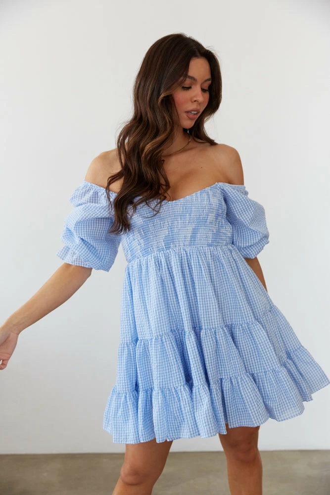 AT Annie Gingham Babydoll Dress