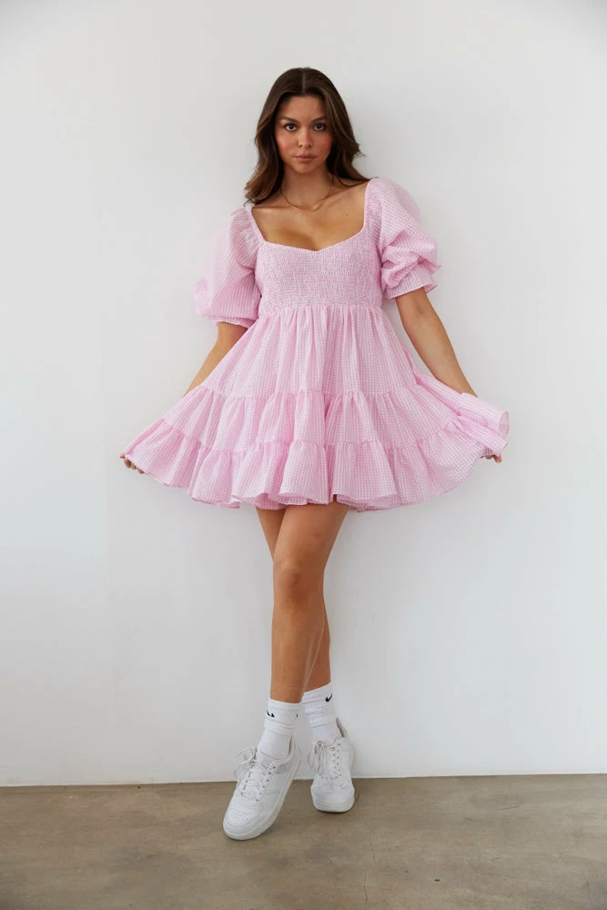 AT Annie Gingham Babydoll Dress