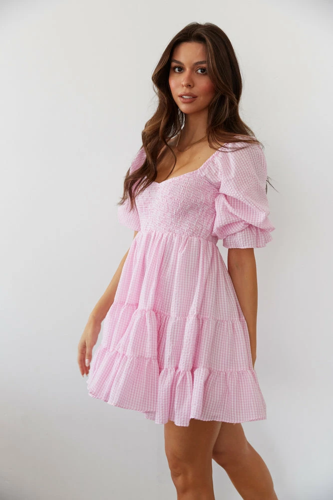 AT Annie Gingham Babydoll Dress