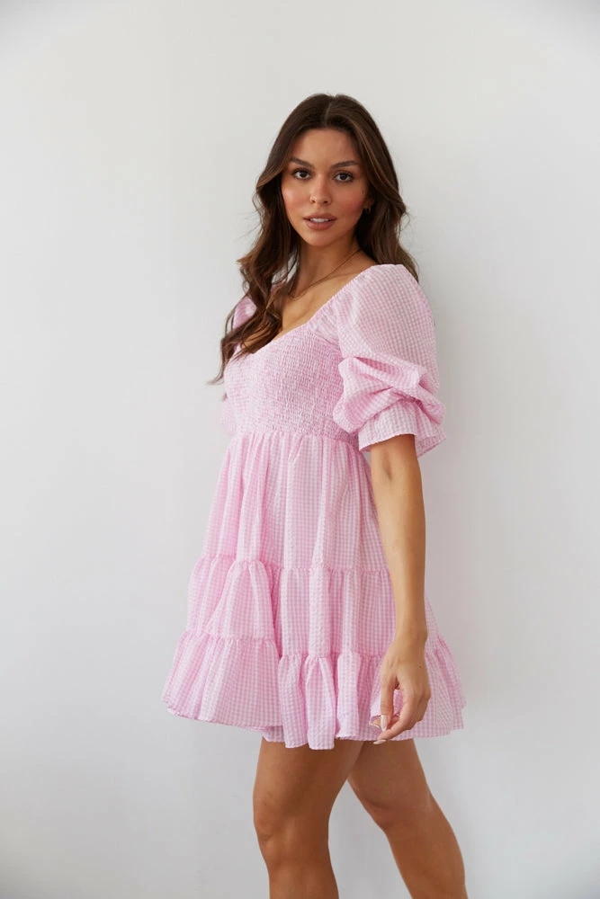 AT Annie Gingham Babydoll Dress