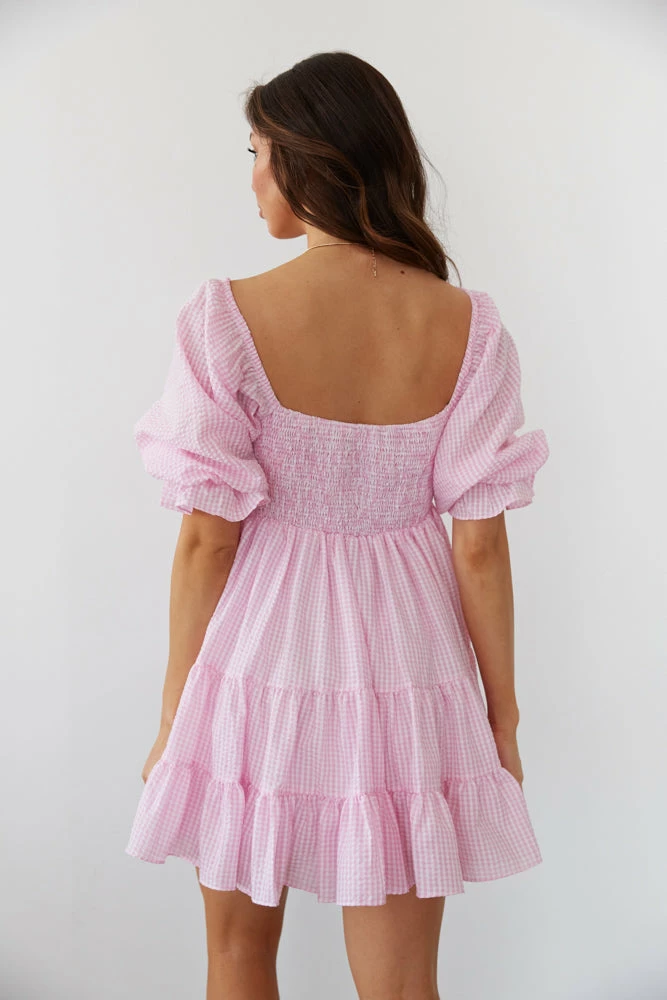AT Annie Gingham Babydoll Dress