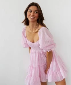 AT Annie Gingham Babydoll Dress