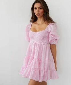 AT Annie Gingham Babydoll Dress