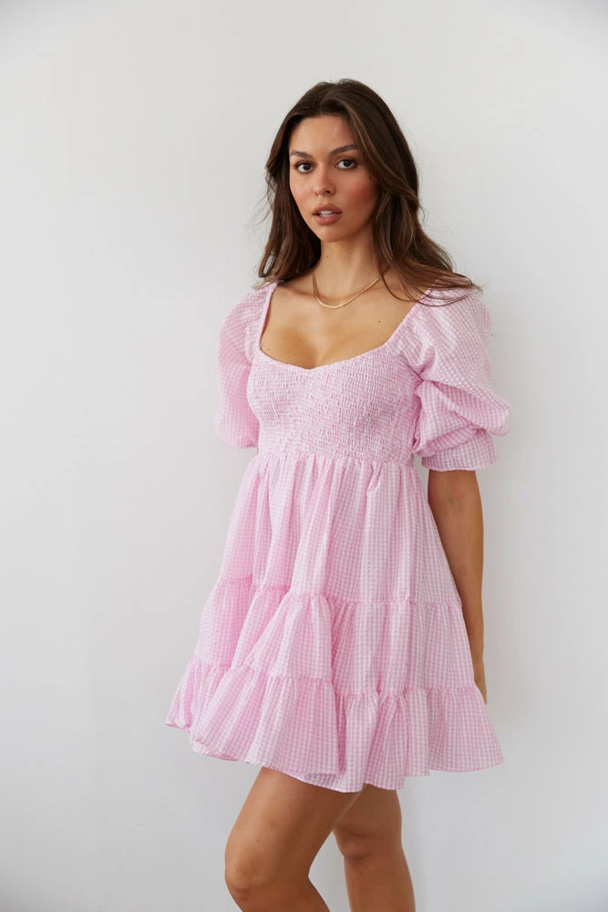 AT Annie Gingham Babydoll Dress