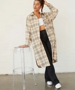 AT Sale Bentley Long Plaid Shacket