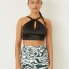 Encinitas Satin Crop Top In Black