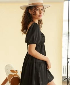 AT New Threads Amarillo Puff Mini Dress