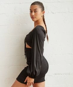 Kaia Smocked Satin Mini Dress New Threads