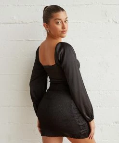 Kaia Smocked Satin Mini Dress New Threads