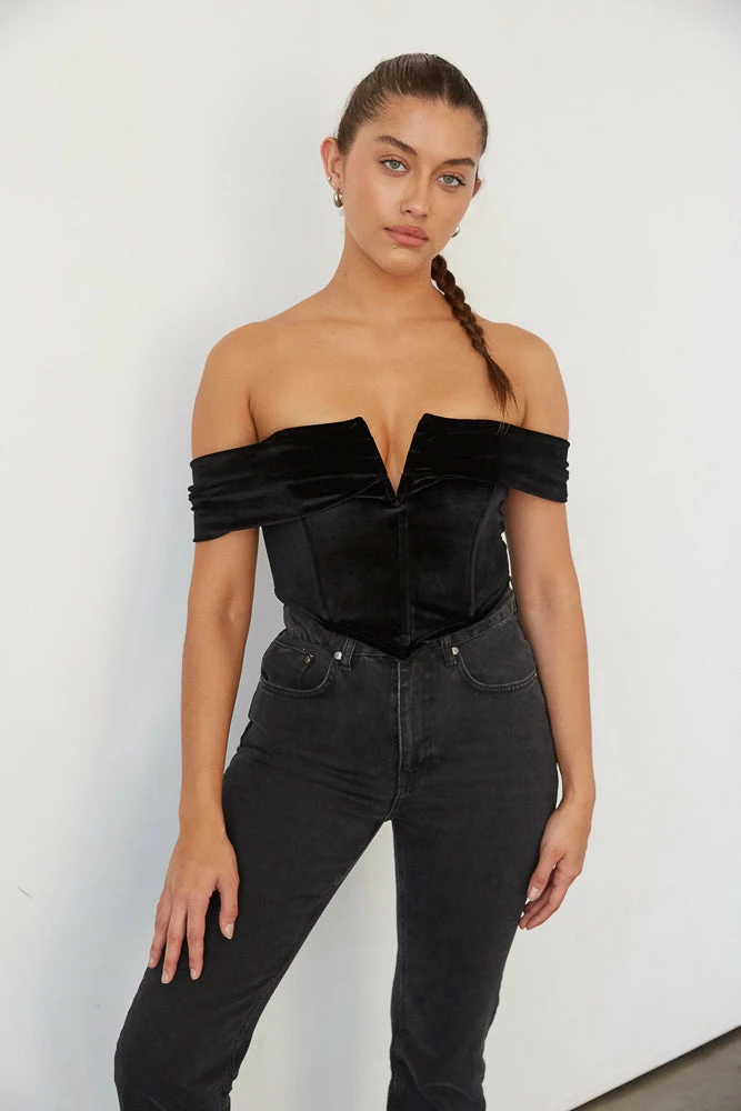 AT Ember Velvet Corset Crop Top