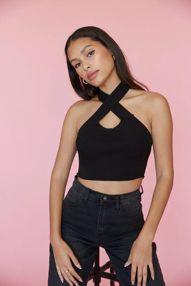 AT Sale Chicago Ribbed Halter Top