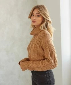 Sale Mimi Cable Knit Sweater In Brown