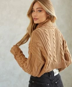Sale Mimi Cable Knit Sweater In Brown