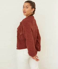 Izzy Fuzzy Crop Sweater In Cocoa Sale