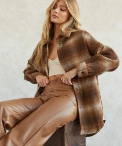 Steve Madden Cooper Plaid Fringe Shacket